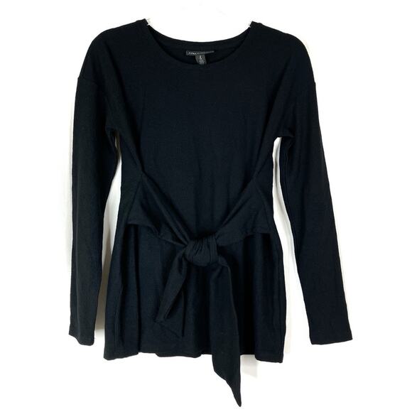 A Pea In The Pod | Maternity Black Tie Front Long Sleeve Top NWT Womens Small - Picture 1 of 5